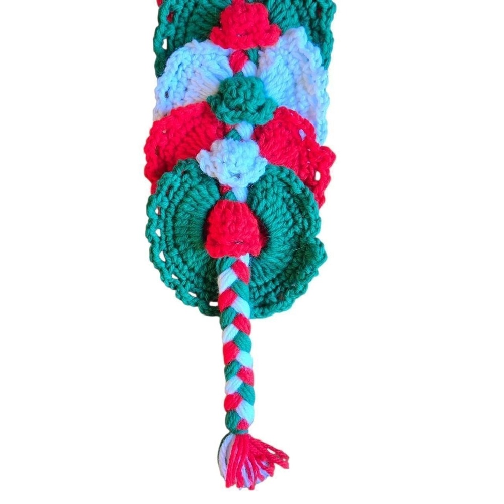 VTG 70's crochet Christmas bell door hanger / handmade decor granny gift present - Picture 2 of 5